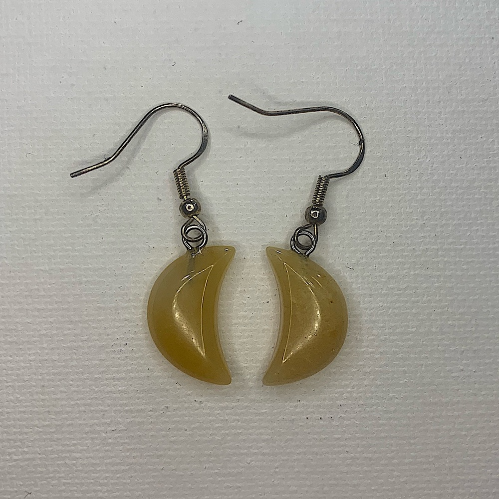 Crescent Moon Shaped Crystal Earrings
